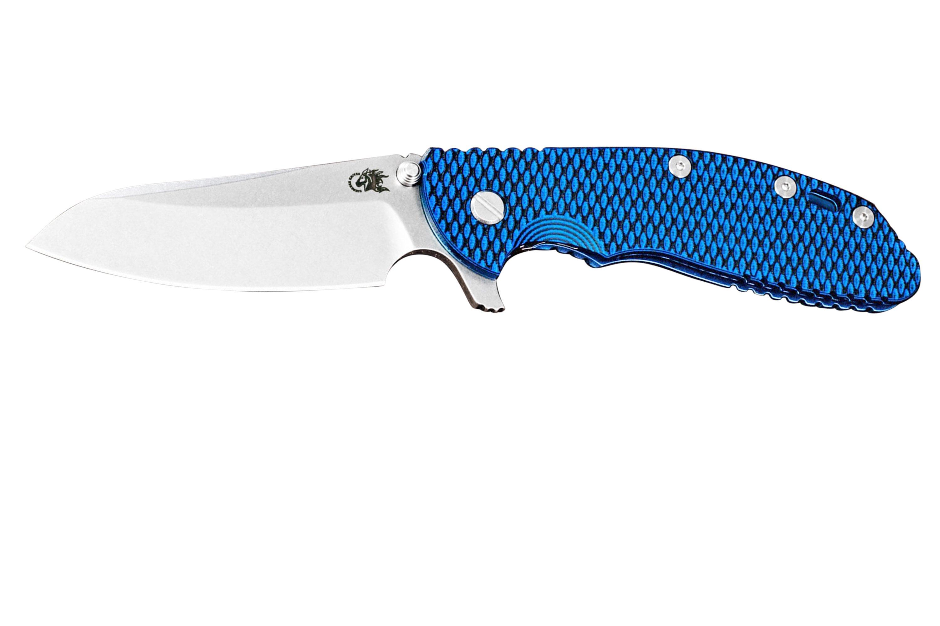 Rick Hinderer XM24 4" Gen6 Sheepfoot 20CV, Battle Blue, Black G10