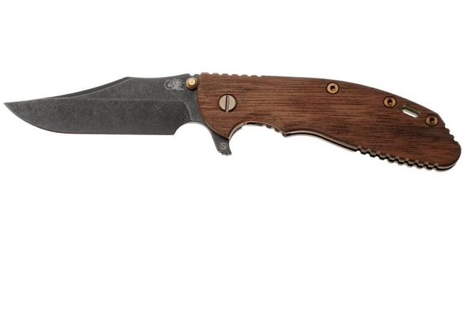 Bild für Rick Hinderer XM-24 Skinny Bowie, Vintage Series Limited Edition, Black 1095 Carbon Steel, Bronze Titanium, Walnut Wood Taschenmesser
