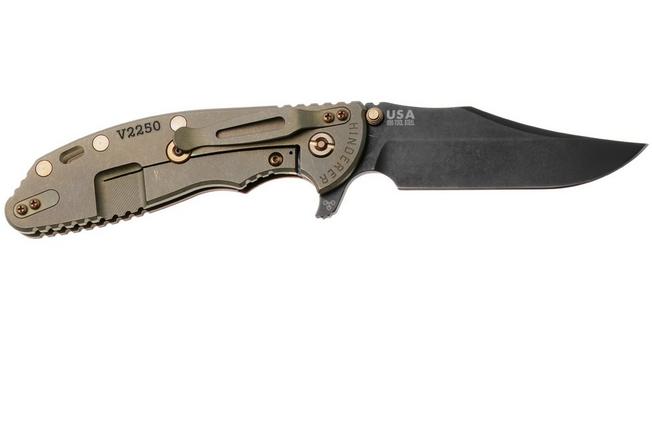 Bild für Rick Hinderer XM-24 Skinny Bowie, Vintage Series Limited Edition, Black 1095 Carbon Steel, Bronze Titanium, Walnut Wood Taschenmesser