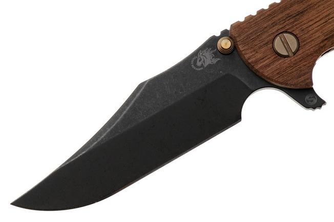 Bild für Rick Hinderer XM-24 Skinny Bowie, Vintage Series Limited Edition, Black 1095 Carbon Steel, Bronze Titanium, Walnut Wood Taschenmesser