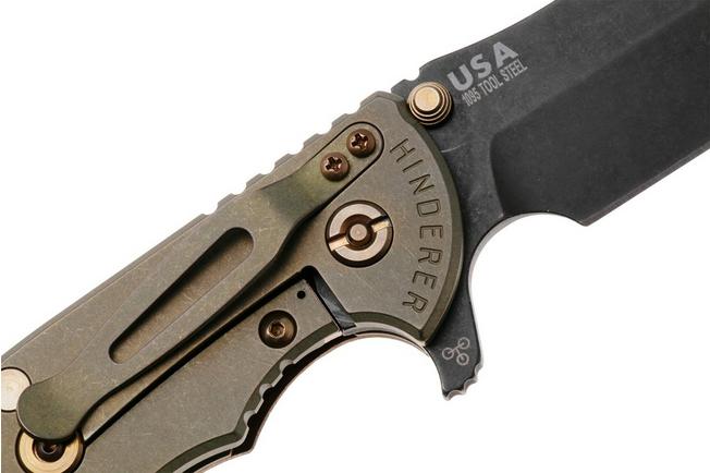 Bild für Rick Hinderer XM-24 Skinny Bowie, Vintage Series Limited Edition, Black 1095 Carbon Steel, Bronze Titanium, Walnut Wood Taschenmesser