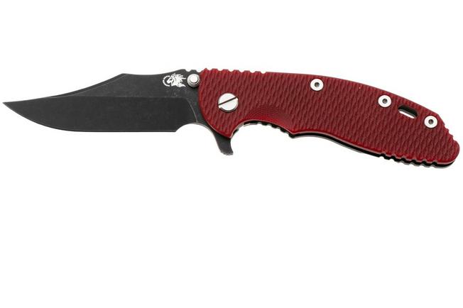 Afbeelding voor Rick Hinderer XM-18 3.5, Battle Black CPM MagnaCut Bowie, Red G10 zakmes