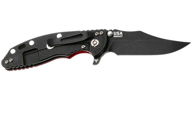 Afbeelding voor Rick Hinderer XM-18 3.5, Battle Black CPM MagnaCut Bowie, Red G10 zakmes
