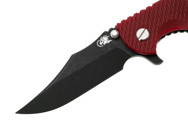 Afbeelding voor Rick Hinderer XM-18 3.5, Battle Black CPM MagnaCut Bowie, Red G10 zakmes