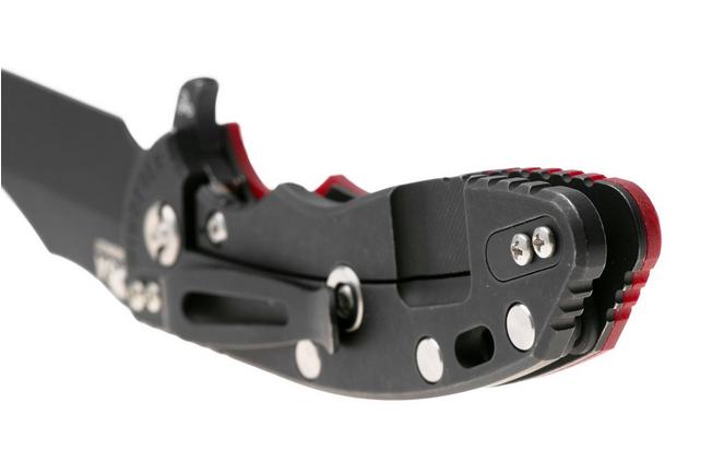 Afbeelding voor Rick Hinderer XM-18 3.5, Battle Black CPM MagnaCut Bowie, Red G10 zakmes