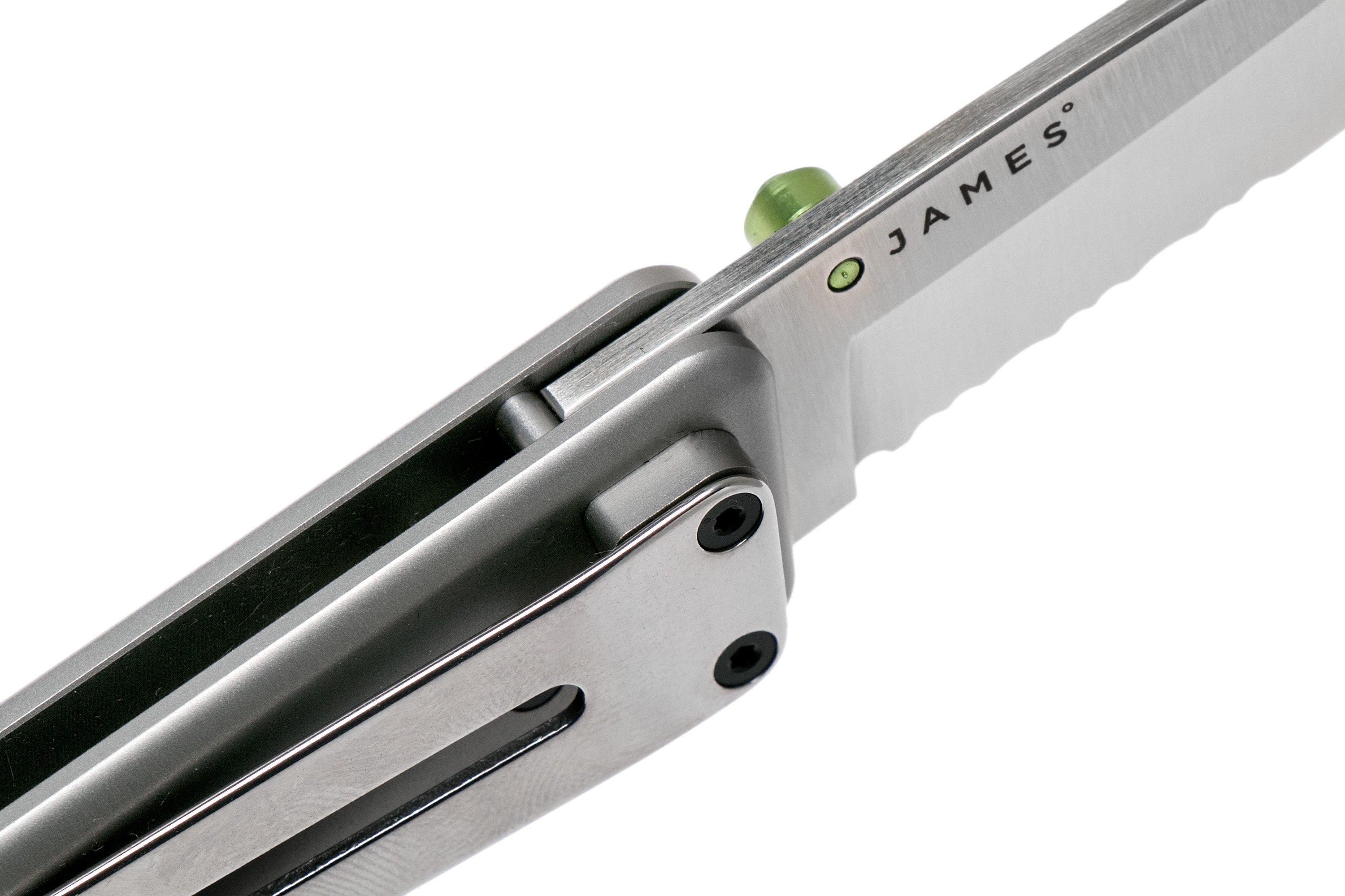 The James Brand Chapter, S35VN serrated, titanium + satin pocket knife