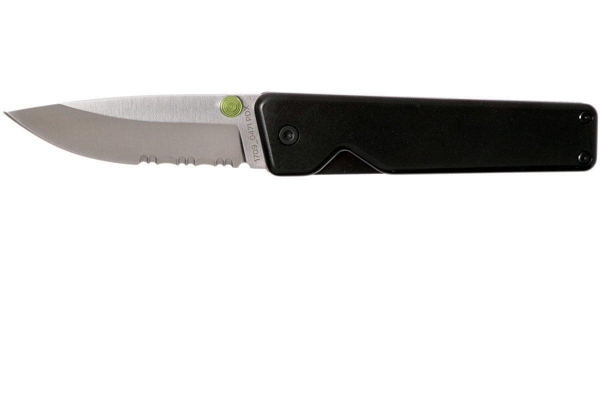 The James Brand Chapter, black + satin, serrated pocket knife