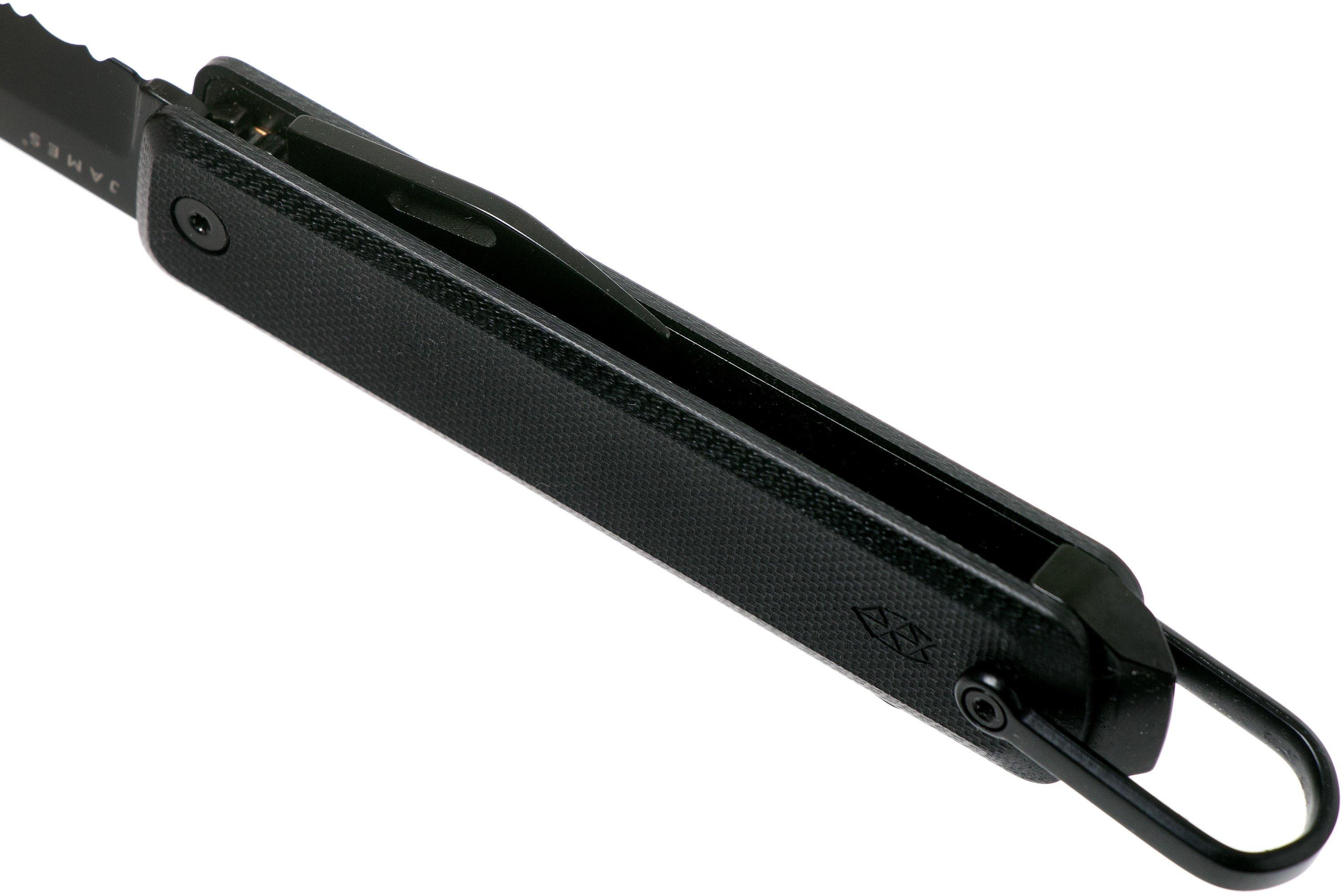 The James Brand Ellis Taschenmesser – Sandvik 12C27 Stahl, Gezackte Klinge + Schere (grün-schwarz, 16 Cm Geöffnet)