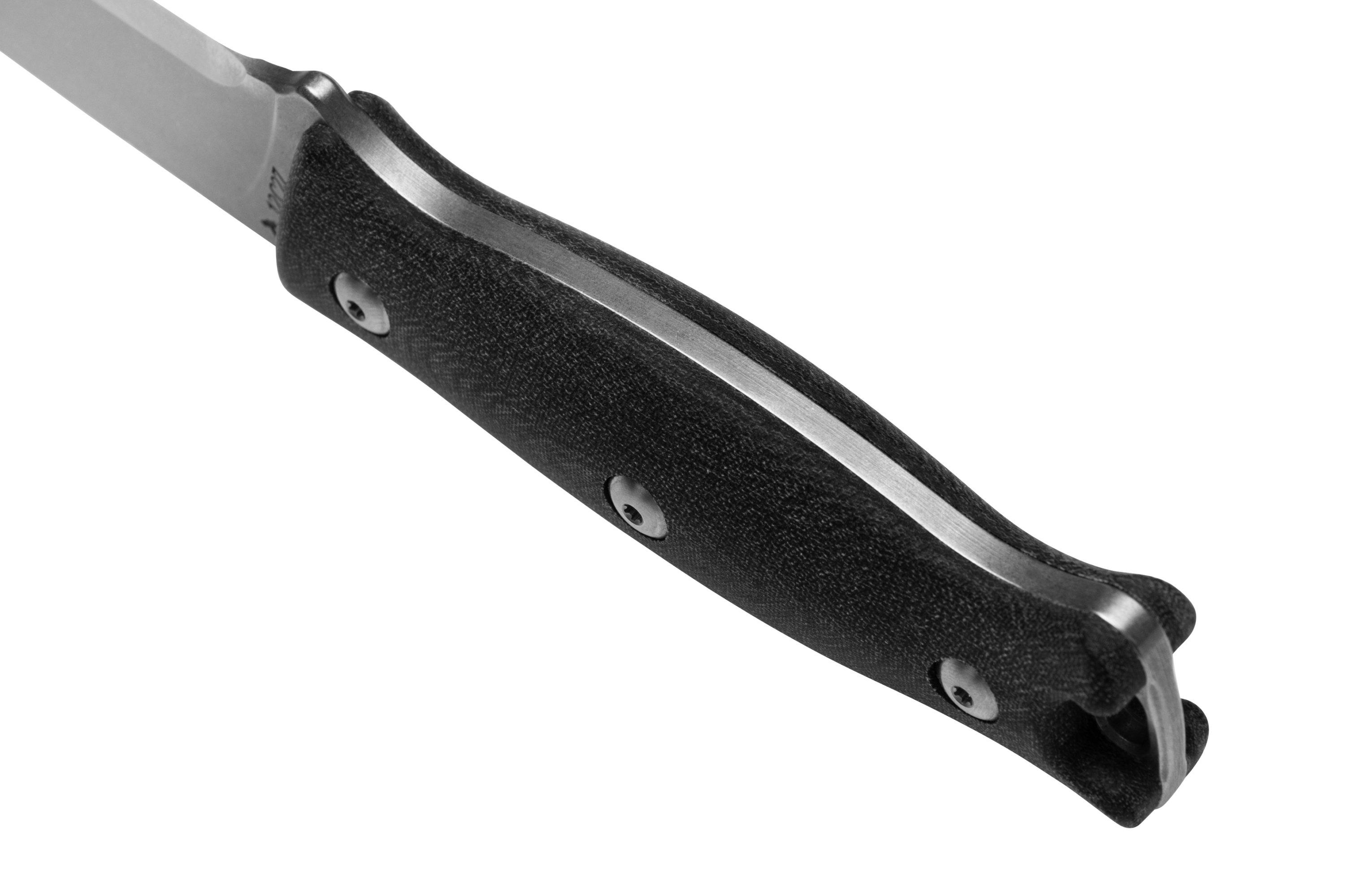 J.E. Made BushCraft ScandiGrind, Black Micarta bushcraft knife