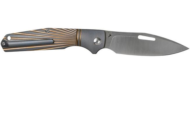 Image for J.E. Made Combustion, Titanium Ray Milling Blue, CPM 3V, pocket knife