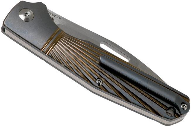 Image for J.E. Made Combustion, Titanium Ray Milling Blue, CPM 3V, pocket knife