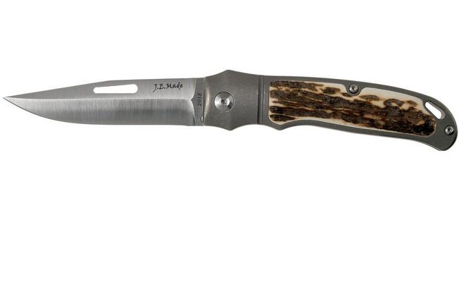 Image for J.E. Made NYS, Stag, Satin Blade, S35VN, pocket knife