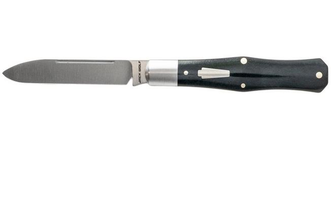 Image for Jack Wolf Coffin COFFI-01-ST-BK-B, Satin Sandvik 14C28N, Smooth Black Bone pocket knife