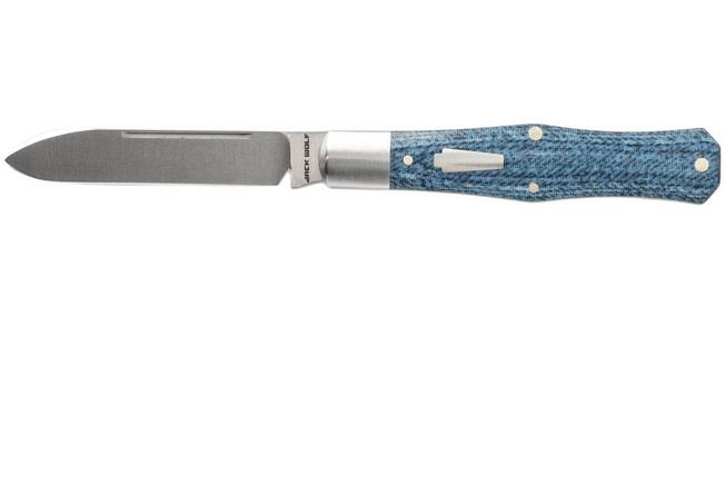 Image for Jack Wolf Coffin COFFI-01-VIB-LIN-DEN, Satin Sandvik 14C28N, Vibe Denim Linen Micarta pocket knife