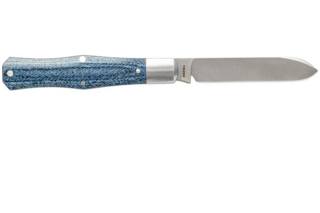 Image for Jack Wolf Coffin COFFI-01-VIB-LIN-DEN, Satin Sandvik 14C28N, Vibe Denim Linen Micarta pocket knife