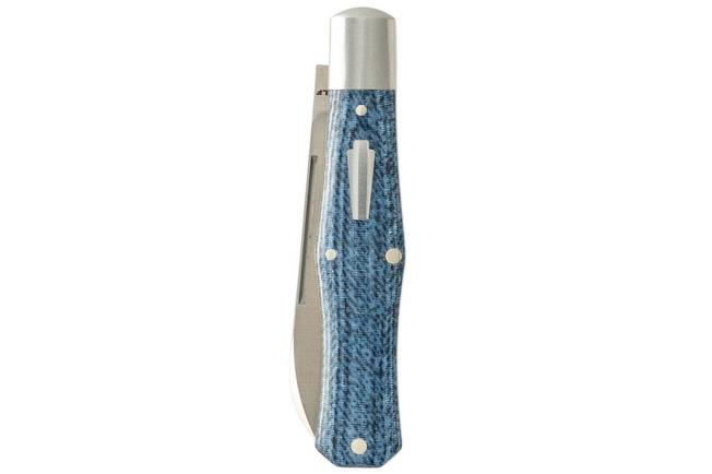 Image for Jack Wolf Coffin COFFI-01-VIB-LIN-DEN, Satin Sandvik 14C28N, Vibe Denim Linen Micarta pocket knife