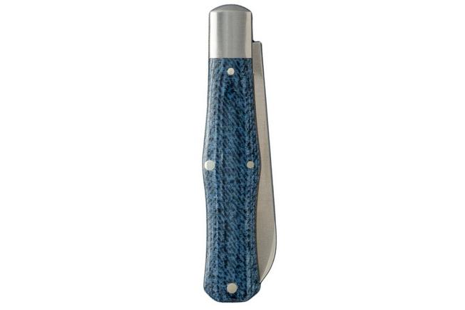 Image for Jack Wolf Coffin COFFI-01-VIB-LIN-DEN, Satin Sandvik 14C28N, Vibe Denim Linen Micarta pocket knife
