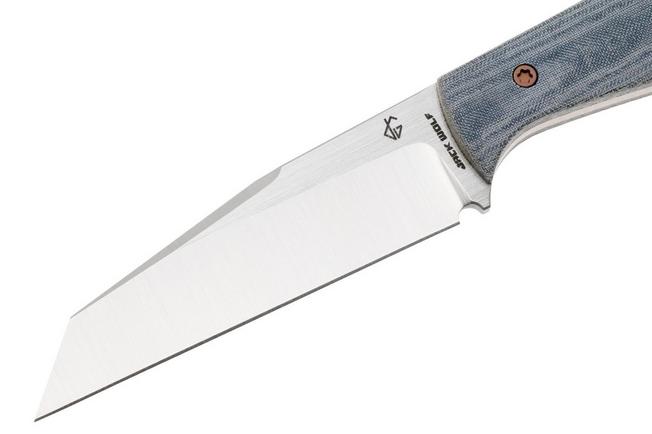 Image for Jack Wolf Collusion COLLU-01-BLU-LIN-MIC Satin S90V, Blue Linen Micarta, fixed knife, Jakeb Creates design