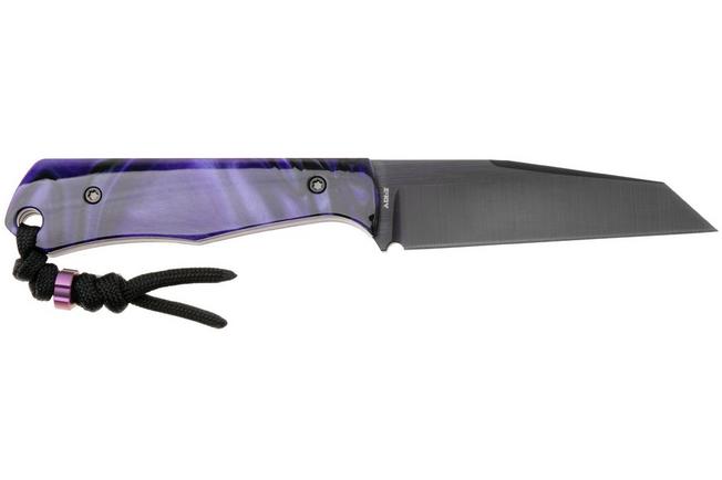 Imagen para Jack Wolf Collusion COLLU-01-KIR-PUR-WAV DLC S90V, Kirinite Purple Wave, cuchillo fijo, diseño de Jakeb Creates