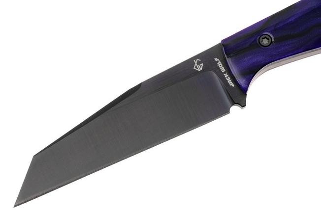 Imagen para Jack Wolf Collusion COLLU-01-KIR-PUR-WAV DLC S90V, Kirinite Purple Wave, cuchillo fijo, diseño de Jakeb Creates