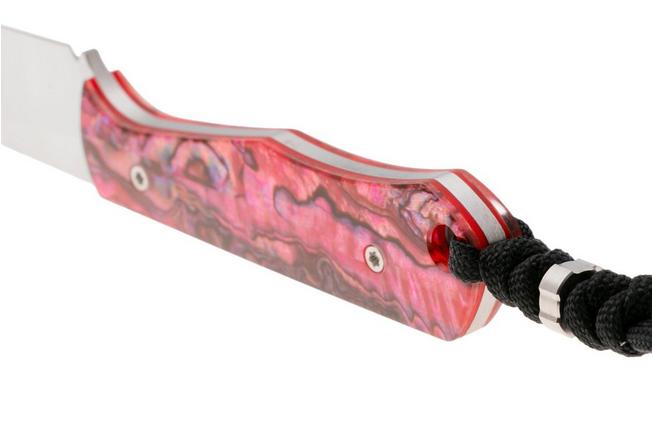 Image for Jack Wolf Collusion COLLU-01-RED-ABALONE Satin S90V, Red Abalone, fixed knife, Jakeb Creates design