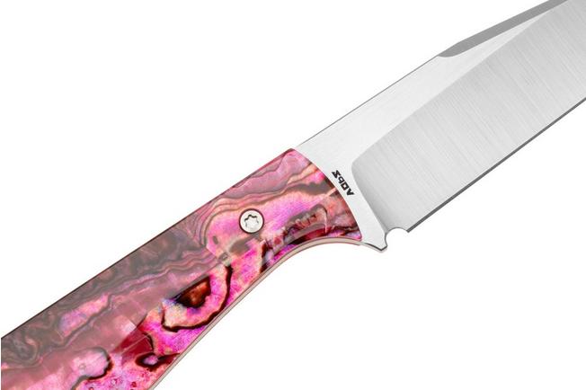 Image for Jack Wolf Collusion COLLU-01-RED-ABALONE Satin S90V, Red Abalone, fixed knife, Jakeb Creates design