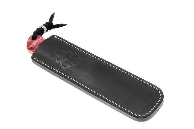 Image for Jack Wolf Collusion COLLU-01-RED-ABALONE Satin S90V, Red Abalone, fixed knife, Jakeb Creates design