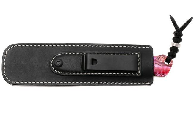 Image for Jack Wolf Collusion COLLU-01-RED-ABALONE Satin S90V, Red Abalone, fixed knife, Jakeb Creates design