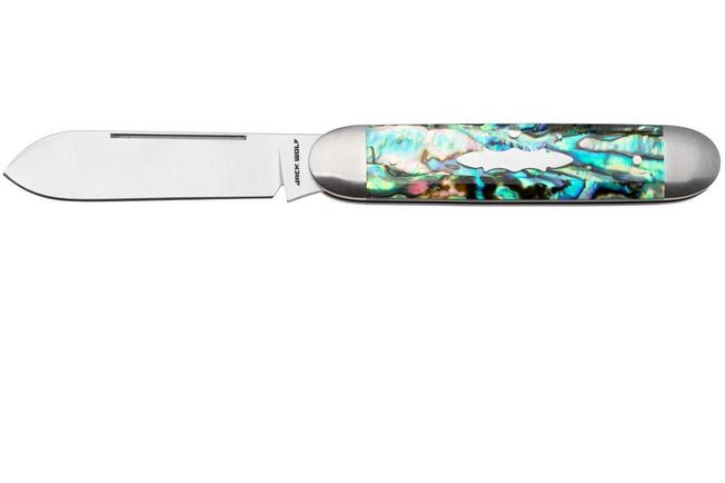 Image pour Jack Wolf Equal End Gateway Series EQL-01-ABLN, Satin 14C28N, Abalone, couteau de poche slipjoint, Benjamin Belkin design