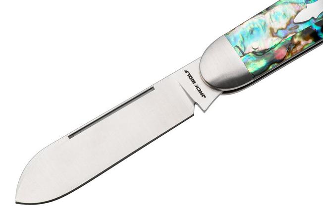 Image pour Jack Wolf Equal End Gateway Series EQL-01-ABLN, Satin 14C28N, Abalone, couteau de poche slipjoint, Benjamin Belkin design