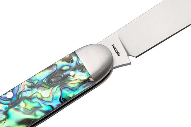 Image pour Jack Wolf Equal End Gateway Series EQL-01-ABLN, Satin 14C28N, Abalone, couteau de poche slipjoint, Benjamin Belkin design