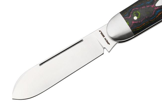 Image pour Jack Wolf Equal End Gateway Series EQL-01-CC-80S, Satin 14C28N, CamoCarbon 80's Carbonfiber, couteau de poche slipjoint, Benjamin Belkin design