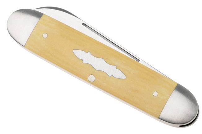 Image pour Jack Wolf Equal End Gateway Series EQL-01-PP-MC-ANT, Satin 14C28N, Antique Ivory Paper Micarta, couteau de poche slipjoint, Benjamin Belkin design