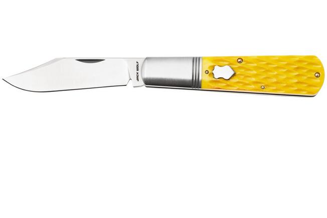 Image pour Jack Wolf Gateway Barlow -BAR-02-YLW-JIG-BON Satin 14C28N, Yellow Jigged Bone, couteau de poche