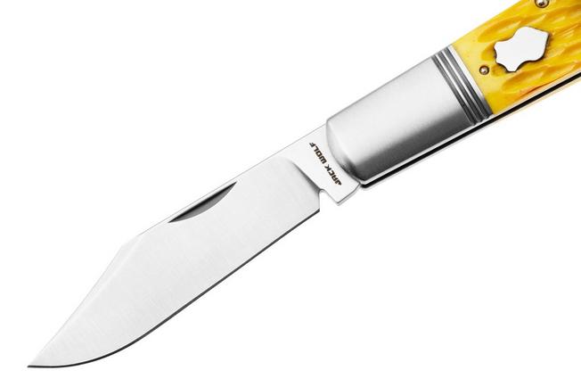 Image pour Jack Wolf Gateway Barlow -BAR-02-YLW-JIG-BON Satin 14C28N, Yellow Jigged Bone, couteau de poche