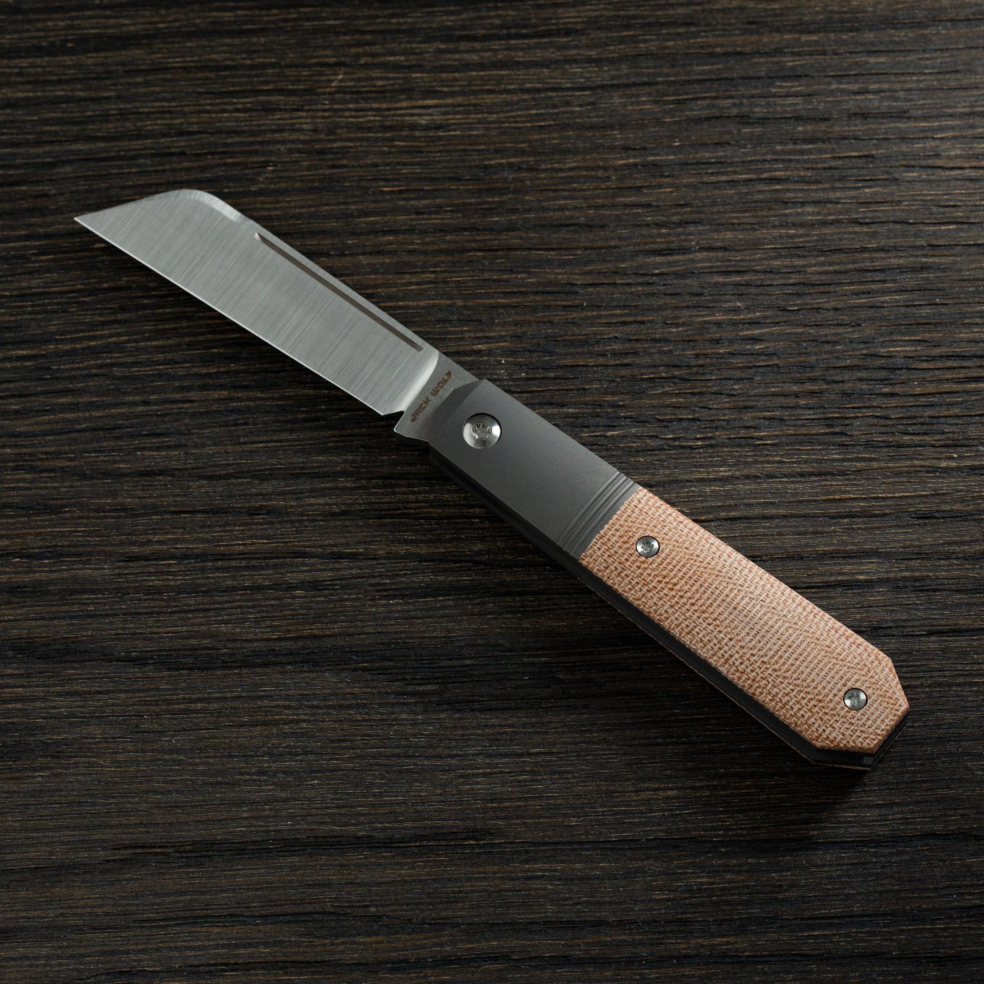 Jack Wolf Midnight Jack, Natural Canvas Micarta MIDNI01NAT slipjoint