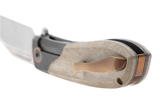 Afbeelding voor Jack Wolf Scuffle SUFFLE-01-GRN-LIN-MIC Stonewashed S90V, Green Linen Micarta, zakmes