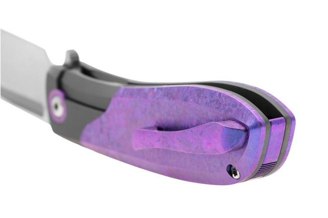 Afbeelding voor Jack Wolf Scuffle SCUFFLE-01-TI-CRYS-BLRP Belt Satin S90V, Crystalized Titanium Blurple Anodized, zakmes