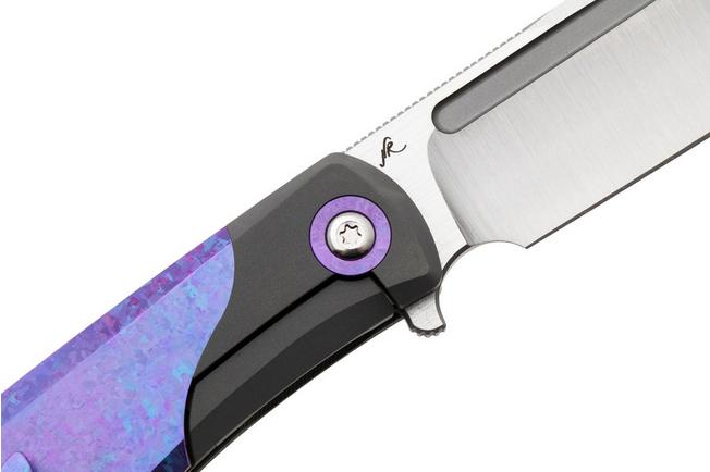 Afbeelding voor Jack Wolf Scuffle SCUFFLE-01-TI-CRYS-BLRP Belt Satin S90V, Crystalized Titanium Blurple Anodized, zakmes