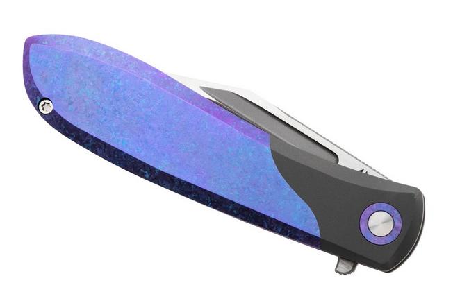 Afbeelding voor Jack Wolf Scuffle SCUFFLE-01-TI-CRYS-BLRP Belt Satin S90V, Crystalized Titanium Blurple Anodized, zakmes