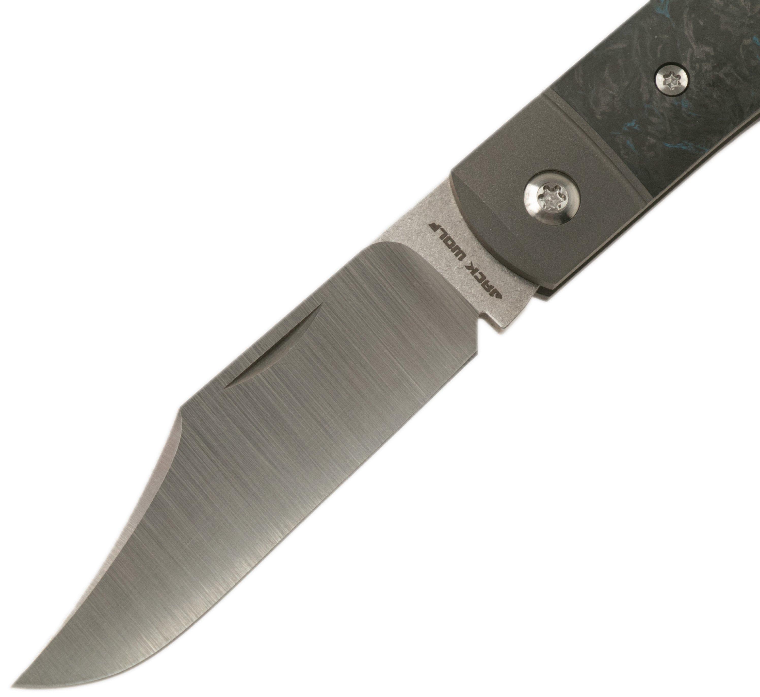 Jack Wolf Sharpshooter Jack, Blue Fat Carbon SHSH-FC Slipjoint ...