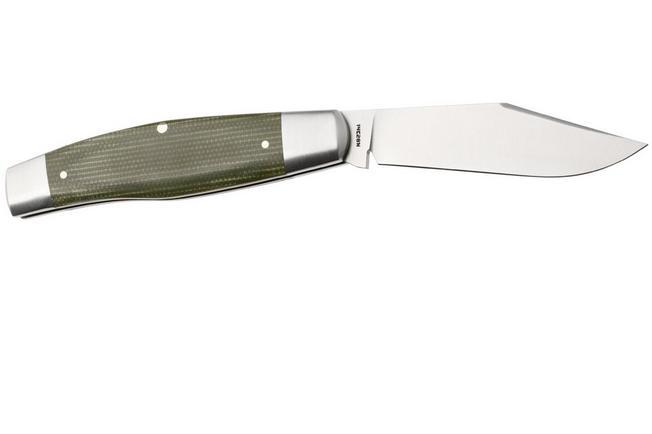 Image for Jack Wolf Gateway Stockman STOCK-01-GRN-CAN-MIC Satin Sandvik 14C28N, Green Canvas Micarta, pocket knife