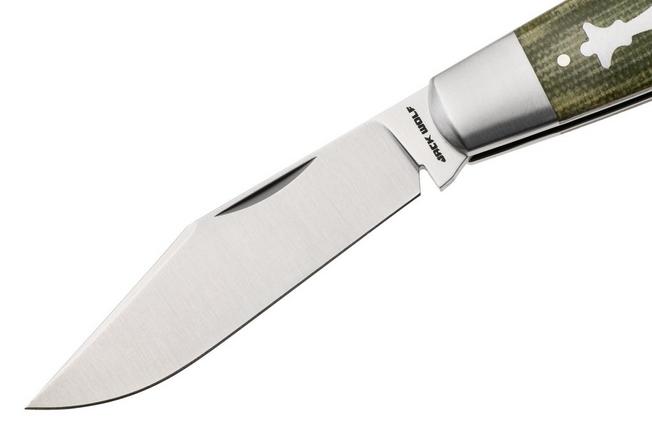Image for Jack Wolf Gateway Stockman STOCK-01-GRN-CAN-MIC Satin Sandvik 14C28N, Green Canvas Micarta, pocket knife