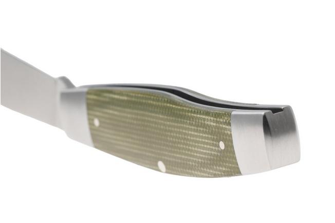Image for Jack Wolf Gateway Stockman STOCK-01-GRN-CAN-MIC Satin Sandvik 14C28N, Green Canvas Micarta, pocket knife