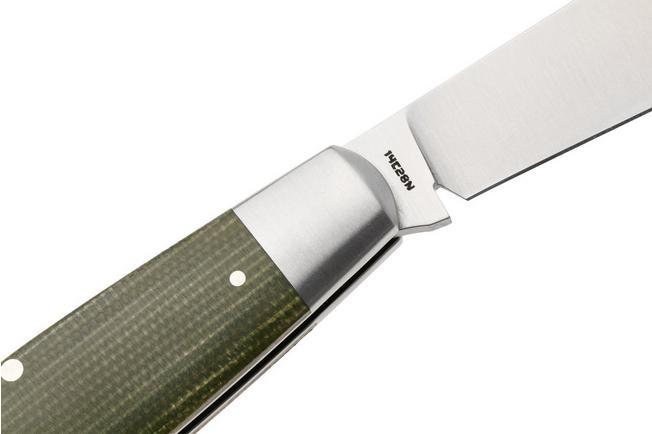 Image for Jack Wolf Gateway Stockman STOCK-01-GRN-CAN-MIC Satin Sandvik 14C28N, Green Canvas Micarta, pocket knife
