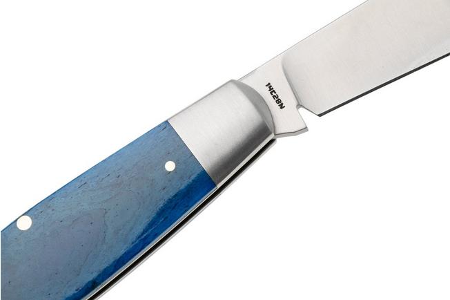 Image for Jack Wolf Gateway Stockman STOCK-01-SMT-BLU-BON Satin Sandvik 14C28N, Smooth Blue Bone, pocket knife
