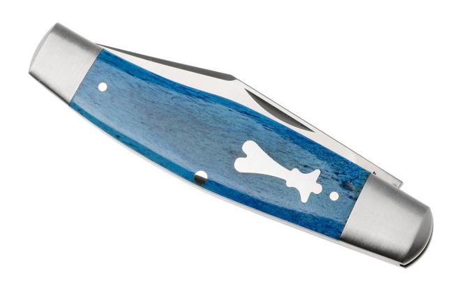 Image for Jack Wolf Gateway Stockman STOCK-01-SMT-BLU-BON Satin Sandvik 14C28N, Smooth Blue Bone, pocket knife