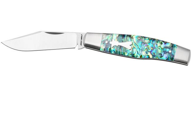 Image for Jack Wolf Gateway Stockman STOCK-01-ABALONE Satin Sandvik 14C28N, Abalone, pocket knife