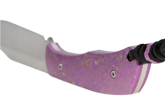 Afbeelding voor Jack Wolf Bordertown Bowie BORDE-01-TI-CRYS-P Belt Satin S90V, Titanium Crystalized Purple, vaststaand mes