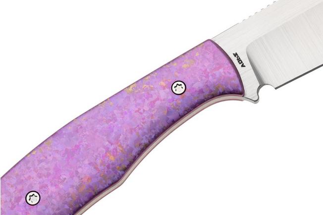 Afbeelding voor Jack Wolf Bordertown Bowie BORDE-01-TI-CRYS-P Belt Satin S90V, Titanium Crystalized Purple, vaststaand mes